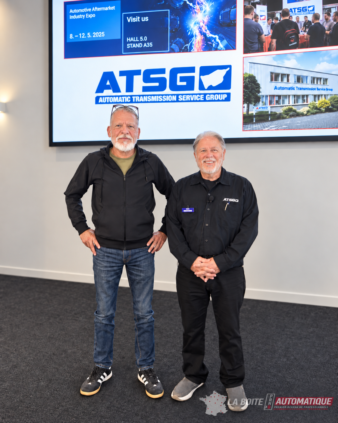 Abdel Nessar, fondateur du réseau La Boîte Automatique, aux côtés de Wayne Colonna, président de l'ATSG, lors du séminaire technique d'Automechanika Francfort 2026
